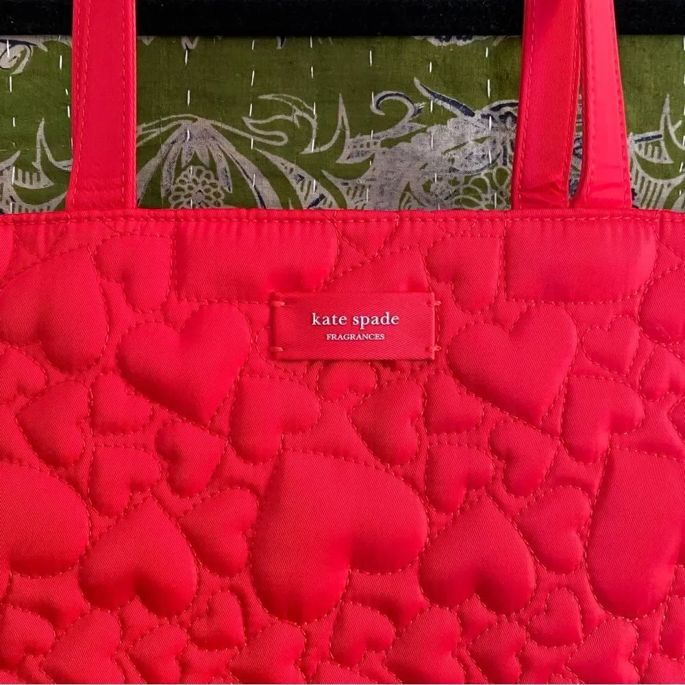 Kate Spade Fragrances Red Hearts Quilted Tote Bag